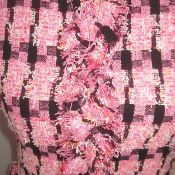 Moschino HOUNDTOOTH TWEED Jacket + Dress PINK 4 Dynasty Fallon Carrington 2 Piec - Picture 6 of 14